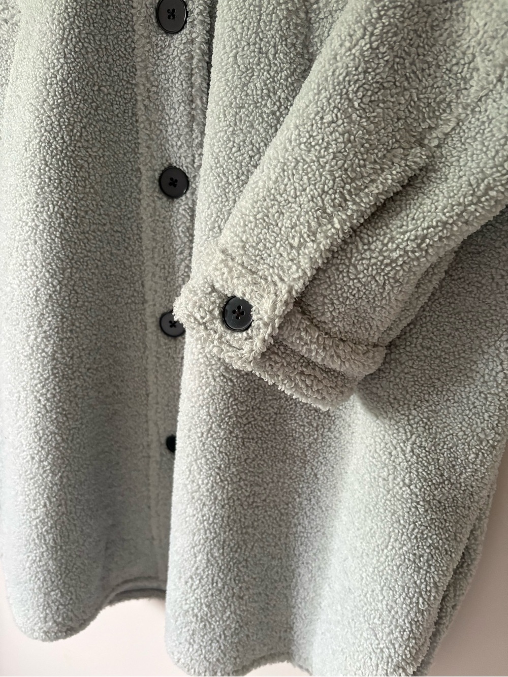 Part Two Copenhagen Light Blue/Grey Teddy Fleece Long Shacket Coat- Size 42 - Picture 5 of 8